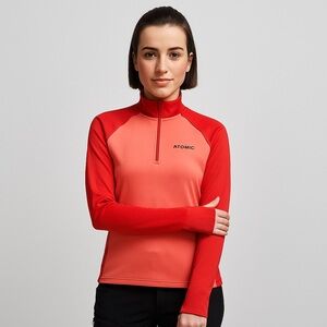 Atomic Women’s Coral & Red Quarter Zip Thermal Base Layer Sweater Size Medium